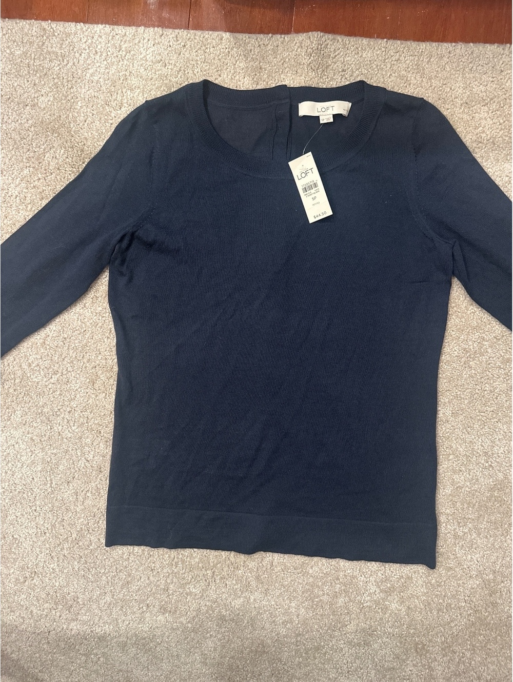 (2)LOFT Petite Navy Blue Button-Back Sweater Size SP